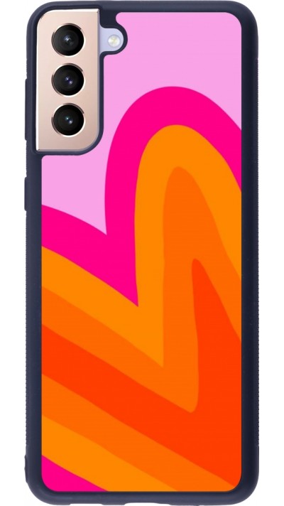 Coque Samsung Galaxy S21+ 5G - Silicone rigide noir Valentine 2024 heart gradient