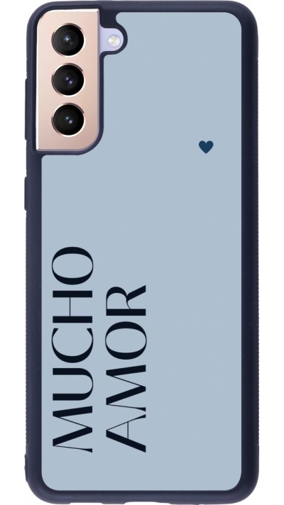 Coque Samsung Galaxy S21+ 5G - Silicone rigide noir Valentine 2024 mucho amor azul