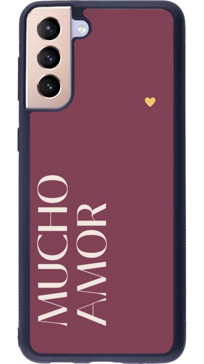 Coque Samsung Galaxy S21+ 5G - Silicone rigide noir Valentine 2024 mucho amor rosado