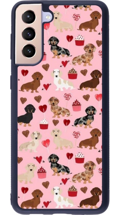 Coque Samsung Galaxy S21+ 5G - Silicone rigide noir Valentine 2024 puppy love