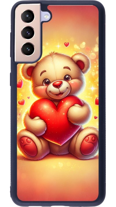 Coque Samsung Galaxy S21+ 5G - Silicone rigide noir Valentine 2024 Teddy love