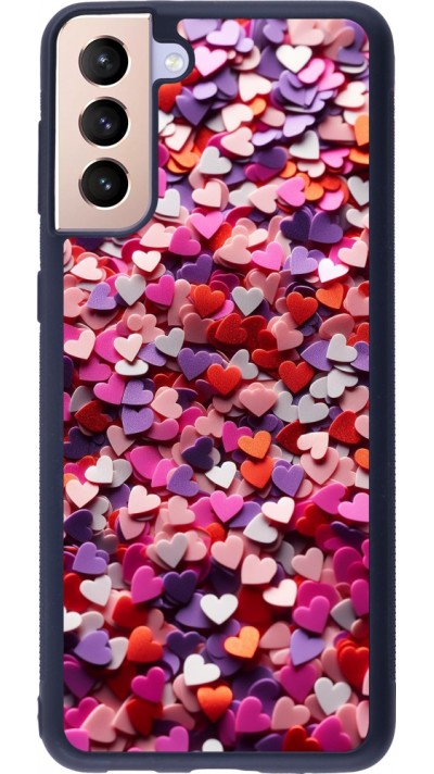 Coque Samsung Galaxy S21+ 5G - Silicone rigide noir Valentine 2025 Confetti