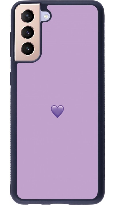 Coque Samsung Galaxy S21+ 5G - Silicone rigide noir Valentine 2023 purpule single heart