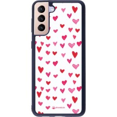 Coque Samsung Galaxy S21+ 5G - Silicone rigide noir Valentine 2022 Many pink hearts