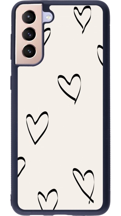 Coque Samsung Galaxy S21+ 5G - Silicone rigide noir Valentine 2023 minimalist hearts