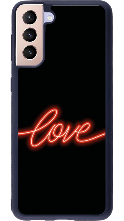 Coque Samsung Galaxy S21+ 5G - Silicone rigide noir Valentine 2023 neon love