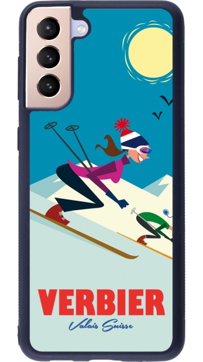 Coque Samsung Galaxy S21+ 5G - Silicone rigide noir Verbier Ski Downhill