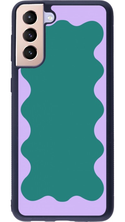 Samsung Galaxy S21+ 5G Case Hülle - Silikon schwarz Wavy Rectangle Green Purple