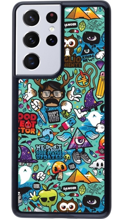 Coque Samsung Galaxy S21 Ultra 5G - Mixed Cartoons Turquoise