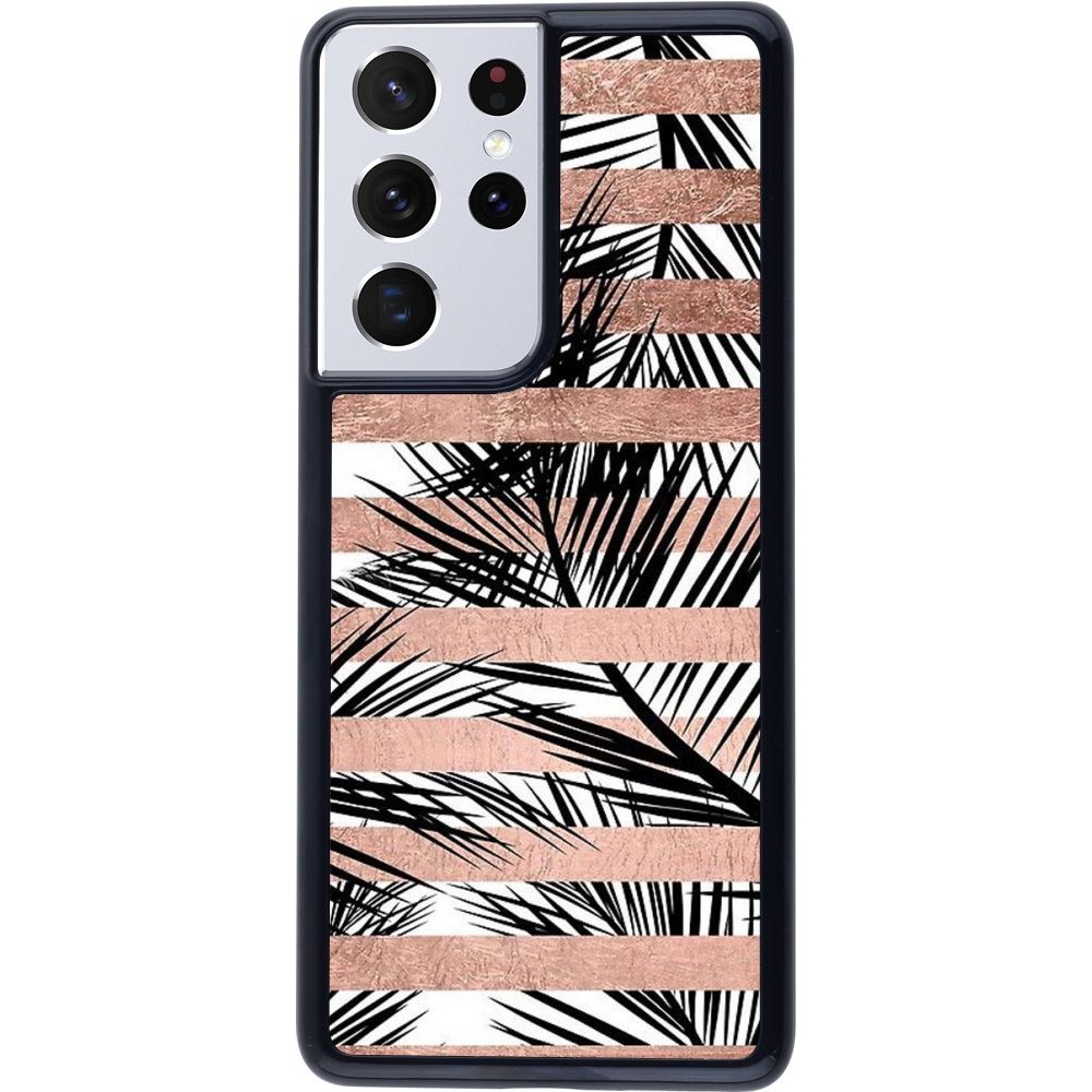 Coque Samsung Galaxy S21 Ultra 5G - Palm trees gold stripes