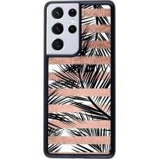 Coque Samsung Galaxy S21 Ultra 5G - Palm trees gold stripes