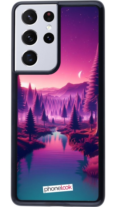 Coque Samsung Galaxy S21 Ultra 5G - Paysage Violet-Rose