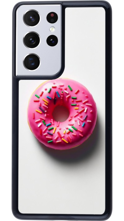 Coque Samsung Galaxy S21 Ultra 5G - Weißer Hintergrund, pinker Donut