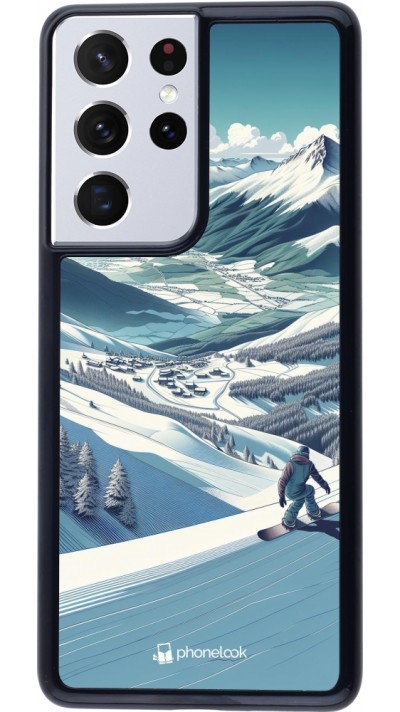 Coque Samsung Galaxy S21 Ultra 5G - Snowboarder Montagne Coque Samsung Galaxy S21 Ultra 5G - Snowboarder Montagne