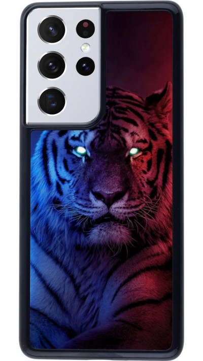 Coque Samsung Galaxy S21 Ultra 5G - Tiger Blue Red Coque Samsung Galaxy S21 Ultra 5G - Tiger Blue Red