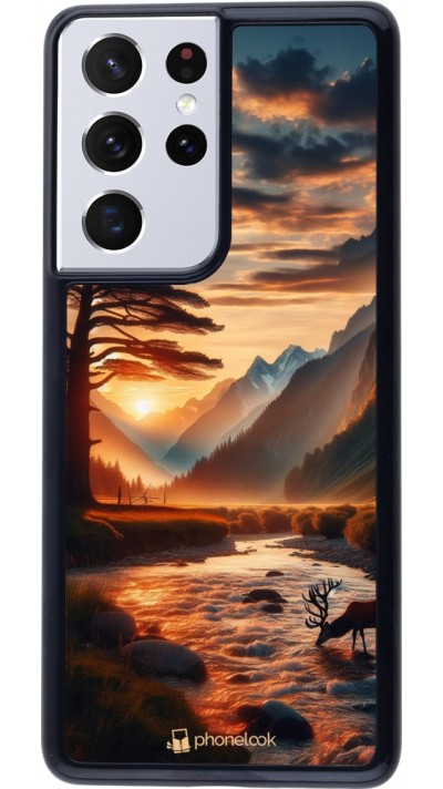 Coque Samsung Galaxy S21 Ultra 5G - Valley Sunset Deer Tree Coque Samsung Galaxy S21 Ultra 5G - Valley Sunset Deer Tree