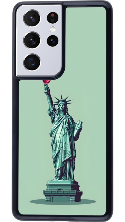 Coque Samsung Galaxy S21 Ultra 5G - Wine Statue de la liberté avec un verre de vin Coque Samsung Galaxy S21 Ultra 5G - Wine Statue de la liberté avec un verre de vin