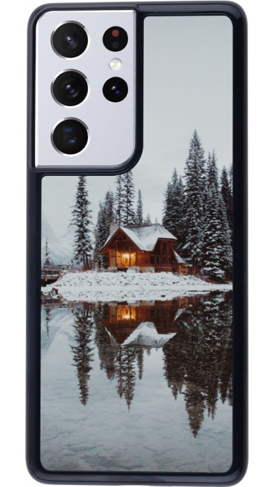 Coque Samsung Galaxy S21 Ultra 5G - Winter 25 Winter house forest afternoon