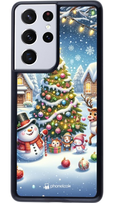 Coque Samsung Galaxy S21 Ultra 5G - Noël 2023 bonhomme de neige et sapin Coque Samsung Galaxy S21 Ultra 5G - Noël 2023 bonhomme de neige et sapin