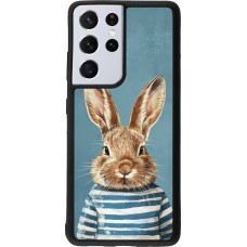 Coque Samsung Galaxy S21 Ultra 5G - Silicone rigide noir Easter 2026 Rabbit navy