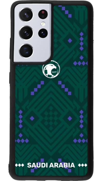 Coque Samsung Galaxy S21 Ultra 5G - Silicone rigide noir Maillot de football Arabie saoudite 2026 personnalisable