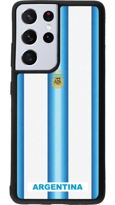 Coque Samsung Galaxy S21 Ultra 5G - Silicone rigide noir Maillot de football Argentine 2026 personnalisable