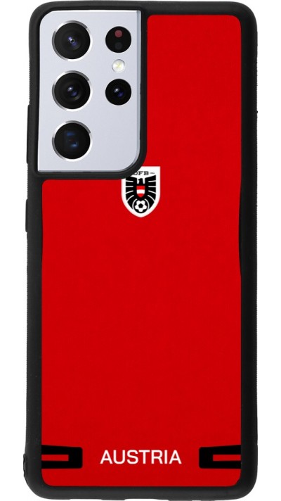 Coque Samsung Galaxy S21 Ultra 5G - Silicone rigide noir Maillot de football Autriche 2026 personnalisable