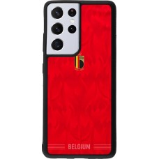 Coque Samsung Galaxy S21 Ultra 5G - Silicone rigide noir Maillot de football Belgique 2026 personnalisable