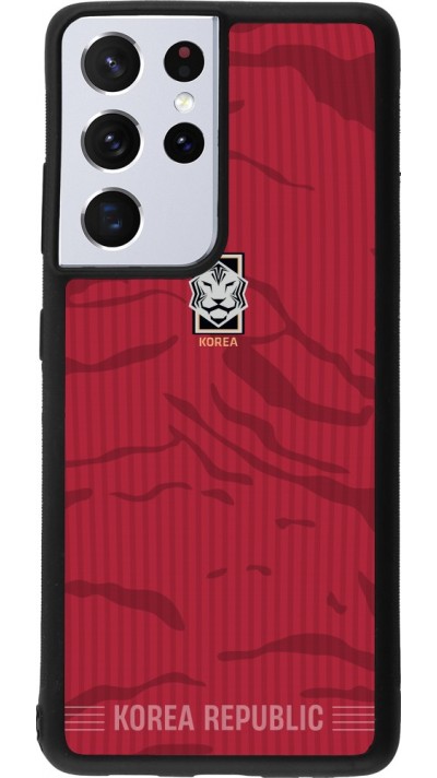 Coque Samsung Galaxy S21 Ultra 5G - Silicone rigide noir Maillot de football Corée du Sud 2026 personnalisable