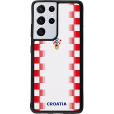 Coque Samsung Galaxy S21 Ultra 5G - Silicone rigide noir Maillot de football Croatie 2026 personnalisable