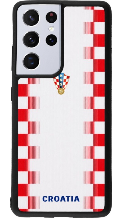 Coque Samsung Galaxy S21 Ultra 5G - Silicone rigide noir Maillot de football Croatie 2026 personnalisable