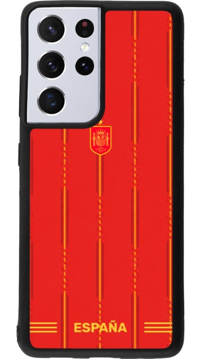 Coque Samsung Galaxy S21 Ultra 5G - Silicone rigide noir Maillot de football Espagne 2026 personnalisable
