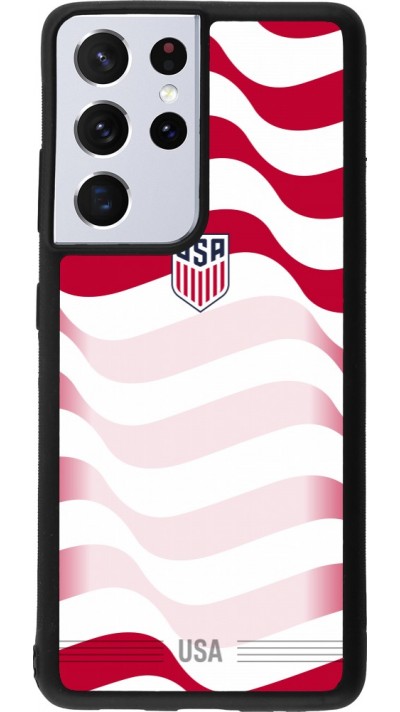 Coque Samsung Galaxy S21 Ultra 5G - Silicone rigide noir Maillot de football E?tats Unis 2026 personnalisable