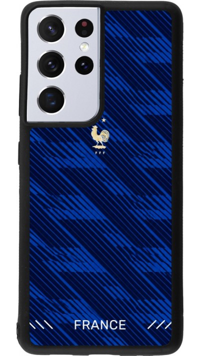 Coque Samsung Galaxy S21 Ultra 5G - Silicone rigide noir Maillot de football France 2026 personnalisable