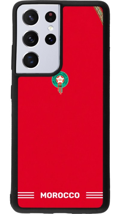 Coque Samsung Galaxy S21 Ultra 5G - Silicone rigide noir Maillot de football Maroc 2026 personnalisable