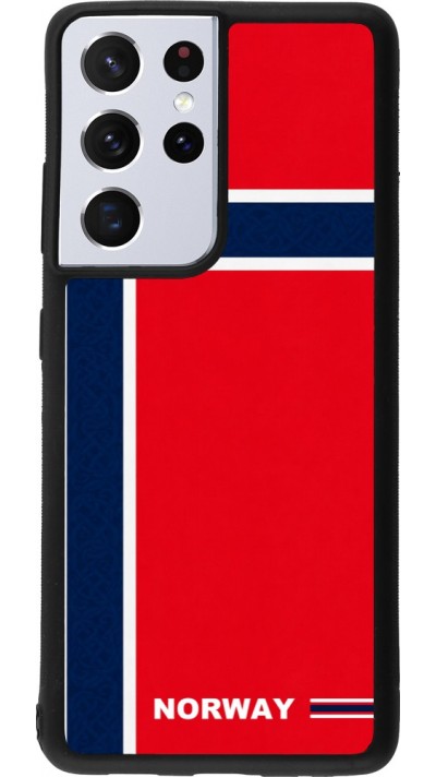 Coque Samsung Galaxy S21 Ultra 5G - Silicone rigide noir Maillot de football Norvège 2026 personnalisable