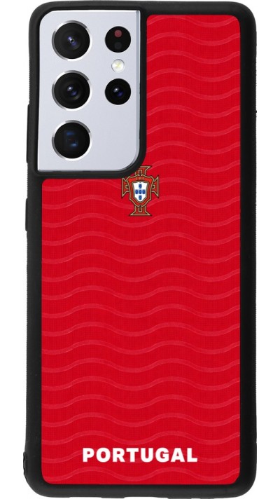 Coque Samsung Galaxy S21 Ultra 5G - Silicone rigide noir Maillot de football Portugal 2026 personnalisable