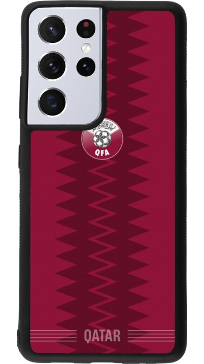 Coque Samsung Galaxy S21 Ultra 5G - Silicone rigide noir Maillot de football Qatar 2026 personnalisable