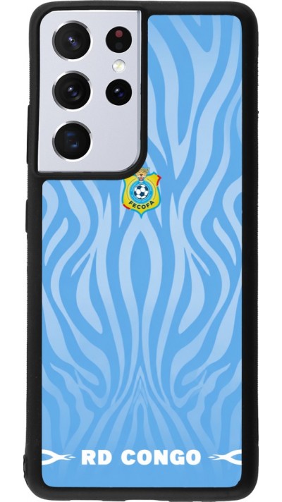Coque Samsung Galaxy S21 Ultra 5G - Silicone rigide noir Maillot de football RD Congo 2026 personnalisable