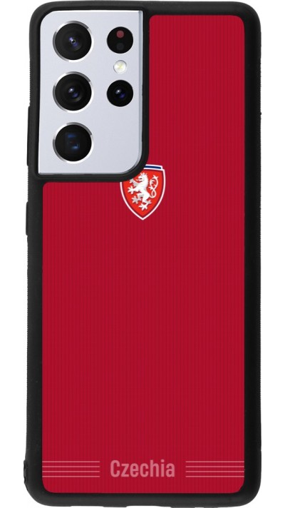 Coque Samsung Galaxy S21 Ultra 5G - Silicone rigide noir Maillot de football Répuplique Tchèque 2026 personnalisable