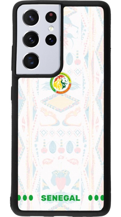 Coque Samsung Galaxy S21 Ultra 5G - Silicone rigide noir Maillot de football Sénégal 2026 personnalisable