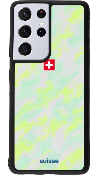Coque Samsung Galaxy S21 Ultra 5G - Silicone rigide noir Maillot de football Suisse Away 2026 personnalisable