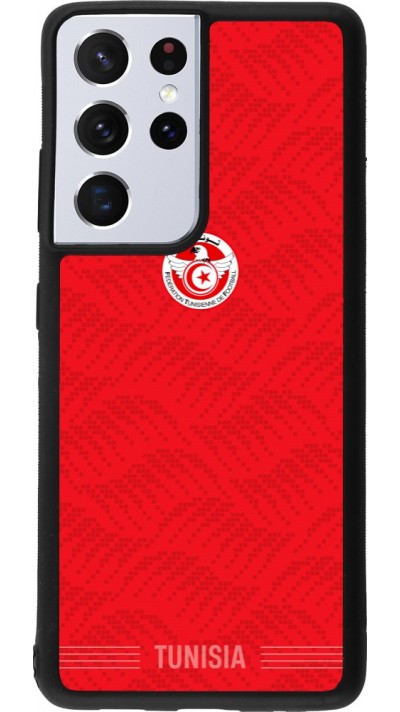 Coque Samsung Galaxy S21 Ultra 5G - Silicone rigide noir Maillot de football Tunisie 2026 personnalisable