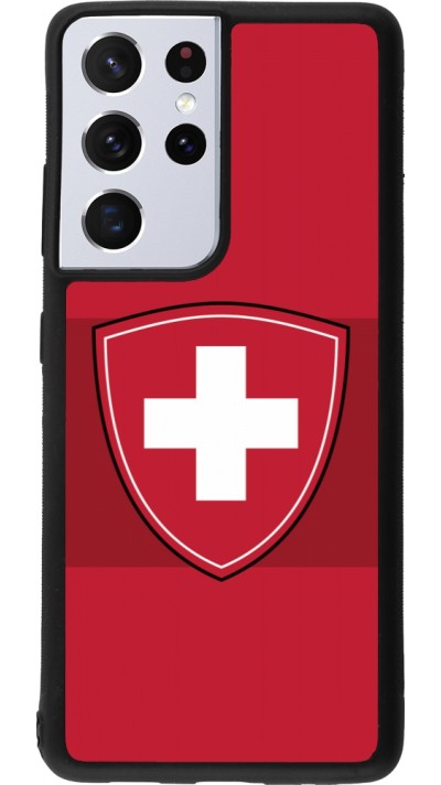 Coque Samsung Galaxy S21 Ultra 5G - Silicone rigide noir Hockey World Championship Ecusson Suisse