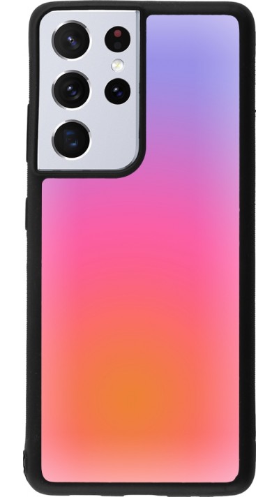 Coque Samsung Galaxy S21 Ultra 5G - Silicone rigide noir Orange Pink Blue Gradient