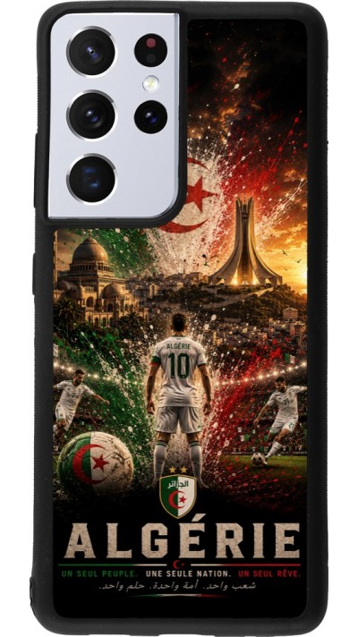 Coque Samsung Galaxy S21 Ultra 5G - Silicone rigide noir Football Algérie splash 2026