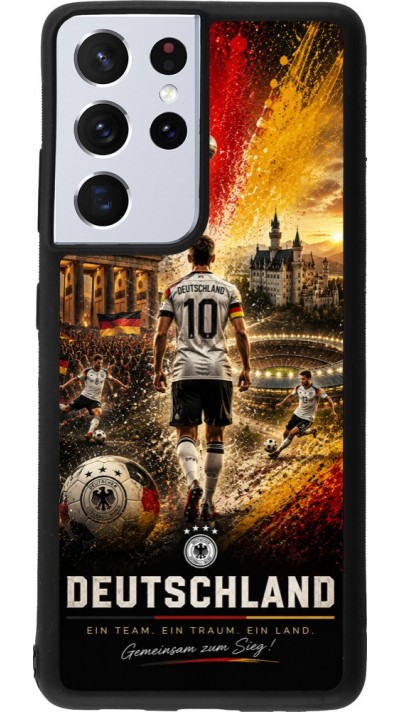 Coque Samsung Galaxy S21 Ultra 5G - Silicone rigide noir Football Allemagne splash 2026