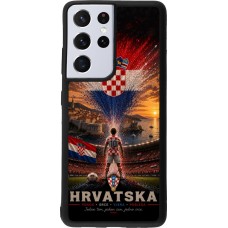 Coque Samsung Galaxy S21 Ultra 5G - Silicone rigide noir Football Croatie splash 2026
