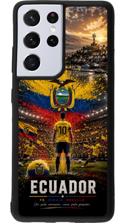 Coque Samsung Galaxy S21 Ultra 5G - Silicone rigide noir Football Équateur splash 2026