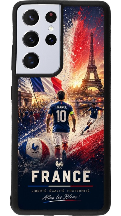 Coque Samsung Galaxy S21 Ultra 5G - Silicone rigide noir Football France splash 2026